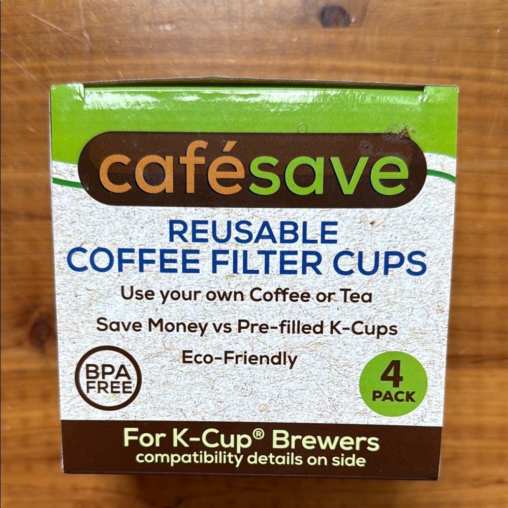 Cafésave Reusable Coffee Filter Cups - Green and Brown New in Box